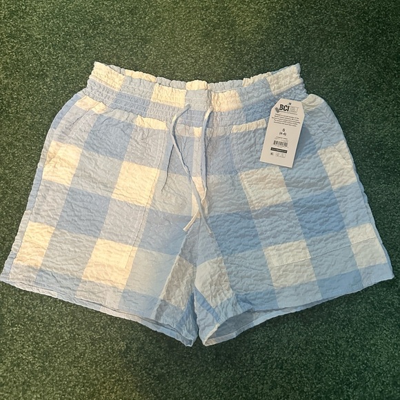 Time & Tru Blue & White Gingham Drawstring Shorts - Size Small (NWT) - Picture 1 of 5